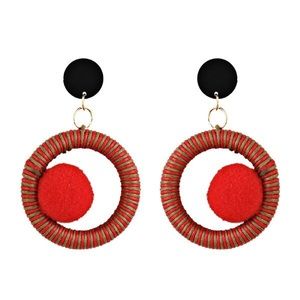 Red and gold hoops with red pompom